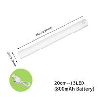 USB Rechargeable Motion Sensor LED Bar Light Wireless Ultra Thin Night Light For Kitchen Bedroom Wardrobe Closet Light 20CM 1PC white