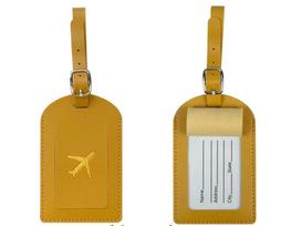 Men Women PU Leather Cute Luggage Tag Suitcase Address Label Baggage Boarding Bag Tag Name ID Address Holder Travel Accessorie beige