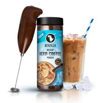 Bevzilla 200 Gram Instant Iced Coffee Powder & Frother Combo | Make 100 Cups | 100% Arabica Coffee | Cold Coffee | Unbreakable Jar black