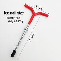 Ice Fishing Tent Stakes & Ropes Kit: Ground Stakes, Guy Ropes, Wind Fixers, Ice Spikes, Picks, Hand Crank Auger for Winter Shelter. red