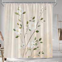 1Pc Serene Garden Shower Curtain, Lush Greenery, Lily Pads, And Sunlight Through Bamboo, Tranquil Nature Design W60H190(CM)-1 Pcs white