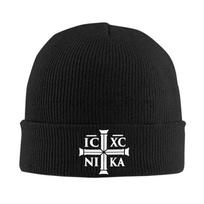 IC XC NIKA Cross Christian Orthodox Bonnet Hats Jesus Christ Beanie Hats Skullies Beanies Autumn Winter Men Women Unisex Cap One Size black