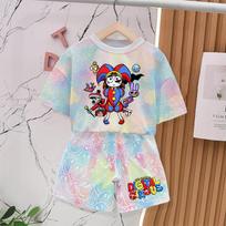 The Amazing Digital Circus Summer for Girl Outfits Children Short Sleeve T Shirt Shorts 2pcs 140 gray