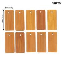 10Pcs Natural Wood Blanks Bamboo Tags For Keychain Rings Engraving Blanks Unfinished Tags Key Ring Tag A brown