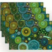 Abstract Dot Pattern Green Blue Yellow Placemats Set Of 4 Artistic Linen Table Mats For Modern Home Dining Decor 4PCS blue