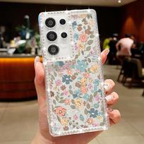 Simple Flower Case For Samsung Galaxy A56 A55 A54 A36 A35 A25 A15 A16 A53 5G S25 Edge S24 Ultra S23 FE Diamond Soft Phone Cover Galaxy S22 5G white