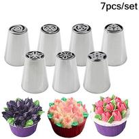 7/11 vnt./rinkinys Tulpės Apledijimo Konditeriniai Antgaliai Nerūdijančio Plieno Gėlės Kremo Konditeriniai Antgaliai Pyragų Dekoravimo Įrankiai 7PCS white