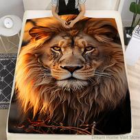 Majestic Lion Print Flannel Throw Blanket for Sofa, Bed, Travel, Camping, Livingroom, Office, Couch,Chair, And Bed, warm blanket 30x40in black