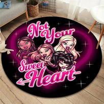 Bratz Round Area Rug,Carpet Rug for Living Room Bedroom Sofa Playroom Decor,Non-slip Floor Mat 80cmx80cm black