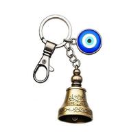 Tibetan Guardian Bell Keychain with Evil Eye – Lucky Protection Charm for Bike, Car gray
