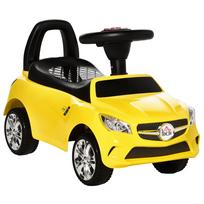 Vaikų paspiriamasis automobilis su vairu, priekiniais žibintais ir integruota muzika, Vaikų automobilis iš PP ir metalo, 63,5x28x36 cm, Geltonas 63.5 x 28 x 36 cm