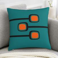 Mid Century Modern Pillowcase, Geometric Abstract Cushion Cover, Teal Orange Decor, Retro Art for Living Room Bedroom Sofa 30X30CM black