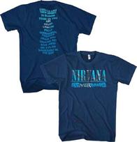 Nirvana-Kurt Cobain-Nevermi<wbr/>nd with Tracklsit Backprint Navy Blue  t-shirt XXL blue