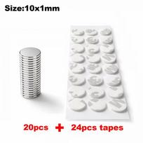 10/12/15/20mm Strong Magnets with Double Sided Adhesive Backing Round Permanent Powerful Neodymium Disc for Fridge Craft Sticker