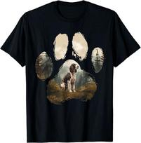 SALE English Springer Spaniel Mountain Paw Design Dog Mom DadShirt L black