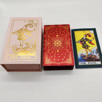English Golden Red Tarot Cards for Work with Guide Book Prophecy Oracle Divination Deck Fortune Telling Classic 78-cards 12x7cm raudona