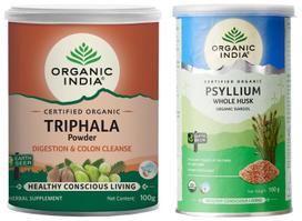 ORGANIC INDIA Pvt. Ltd. Triphala Powder Immune Support 100g & Organic India Psyllium whole husk 100gm powder