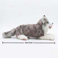 Realistic Husky Dog Statue Lifelike Figurine Home Office Desk Decor Garden Ornament Gift for Dog Lover gray