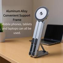 Magnetic Stand for MagSafe Foldable Phone Holder for Car Desk Travel Compatible iPhone 17 16 15 Pro Max iPad Laptop Macbook sidabras