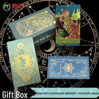 PVC Waterproof Gold Foil Tarot Card Set beige