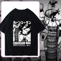 2025 Summer Anime Japanese Chainsaw Bomb Devil Reze Print Men Tshirt 100 Cotton Outdoor Sports Party Casual Street Short Sleev 3XL black