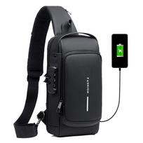 Men Sling Bag Pack with Lock Waterproof Antitheft Chest Bag with USB Charging Port Shoulder Bag juoda