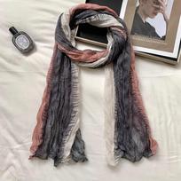 Women's Scarf Retro Ethnic Style Long Cotton and Linen Tie Dye Scarf Shawl gray