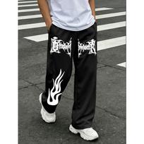 Streetwear Must Have White Sweatpants with Black Dragon Design 45Y black
