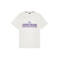 Stone Island Ss22 Logo Print Striped Crew Neck Short Sleeve T-Shirt Men Tops Off-White 76152NS92-V0080 S gray