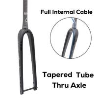 RACE Full Carbon Fiber Full Internal Cable Gravel Front Fork,Tapered Tube,Max Tire 700x45C,QR 9x100mm,Thru Axle 12x100mm,T1000 Tapered QR gray