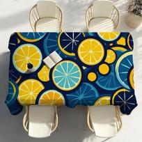 Summer Lemon Tablecloth Waterproof Polyester Picnic Blanket Camping Table Cover Aesthetic Rectangular Kitchen Dining Table Decor (as the picture,40x70cm) yellow