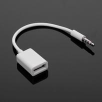 3.5mm Male Car       to USB 2.0 Female Adapter Converter Cord OTG Cable (White)