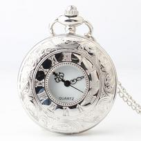 Necklace Chain Vintage Pocket Watch Roman Scale Display Retro Hanging Watch  Men Women Silver white