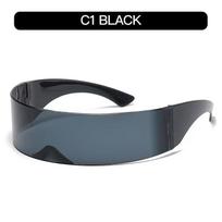 Futuristic Cyberpunk Women's Sunglasses: Celebrity-Style, Ideal for Clubbing & Parties, High-End One-Piece Design High-Definition UV Protection red