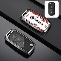 Zinc Alloy Car Remote Key Case For Skoda Octavia A5 A7 Fabia Superb Kodiaq Karoq Protector Shell Bag Car Keychain Accessories ydpf68 black