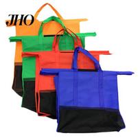 Folding Trolley Bags 4Pcs Trolleys Bag Reusable Shopping with Reinforced Handle Large Capacity Collapsible Totes 1 Set red