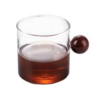 Spalvingos stiklinės kavos puodeliai su mediniu rutulio formos rankena Daugiafunkciai espreso kavai Rankų darbo pūstas arbatos puodelis namams 120/200ml 120ml orange