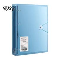 Large Capacity Paper Folder Ring Binder with Document Folder, PP Waterproof Organizer, A4 Durable Expanding File for Office And School Supplies mėlyna
