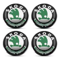 4 vnt. 56 mm automobilio emblema ratų gaubteliai centrinis dangtelis lipdukas dekoracija Skoda Octavia Superb Rapid Kodiaq Karoq Fabia Roomster
