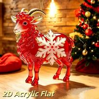 Auspicious 2D Acrylic Chinese Zodiac Goat Hanging Ornament Red Gold Pattern for Balcony Patio Home Decoration A3 red