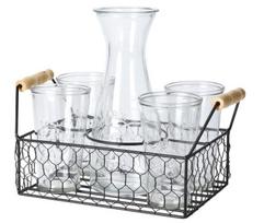 Excellent Houseware stiklinių ir grafino rinkinys su laikikliu, 6 vnt