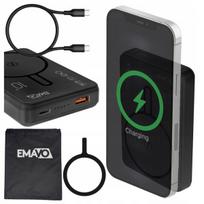 Atsarginis maitinimo šaltinis ("Power Bank") Magnetinė išorinė baterija 10000 mAh su belaidžiu įkrovimu PD 20 W QC 22,5 W juoda, Magnetinė išorinė baterija 10000 mAh su belaidžiu įkrovimu PD 20 W QC 22,5 W juoda