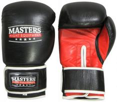 Odinės bokso pirštinės MASTERS RBT-301, juodos-raudonos, 10 oz