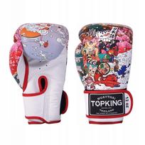 Bokso pirštinės Top King Muay Thai, 16 oz, balta/raudona