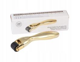 Veido masažuoklis Derma Roller 600 titano adatų, 1,5 mm, GOLD