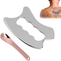 Nerūdijančio plieno 2 viename Gua Sha rinkinys veido ir kūno masažui