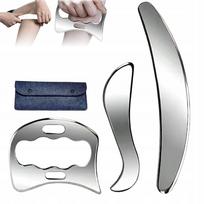 3 dalių nerūdijančio plieno Gua Sha masažo rinkinys kraujotakai gerinti