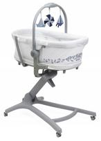 Dvigubas Chicco Baby Hug Pro 5in1 baltos ir kreminės spalvos kūdikio lovytės–gultukai–kėdutės komplektas