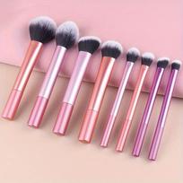 8pcs Pro Easy to Clean, Makeup Brush Set - Soft, Premium Synthetic Hair, Cruelty-Free, Foundation, Blush, Eyeshadow rožinė