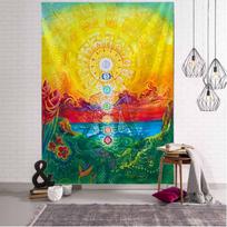 Meditation meno gobelenas, Budos statula, čakra, sienos dekoracija, mandala, namai, svetainė, miegamasis dekoracija sienos dekoracija 90x75cm ruda